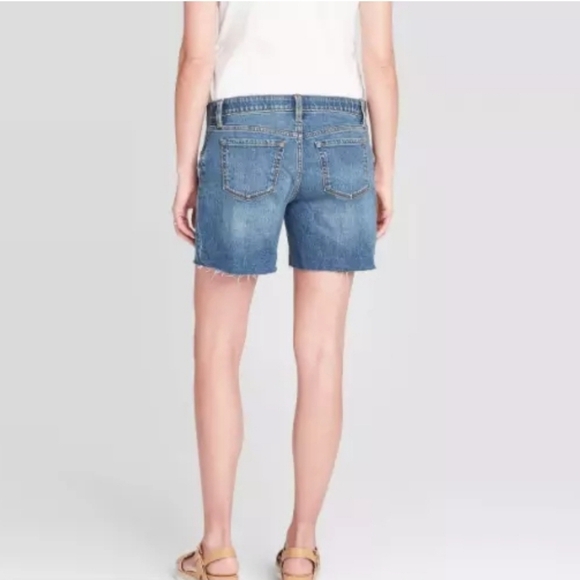 ISABEL Women's MATERNITY Denim Cut Off Jean Shorts Side Stretch Boyfriend Sz 2 - Picture 3 of 10